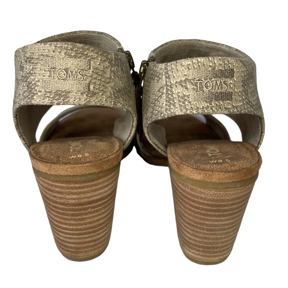 Toms Majorca Cutout Block Heel Sandal - Beige / Snakeskin 8.5 - Picture 4 of 7